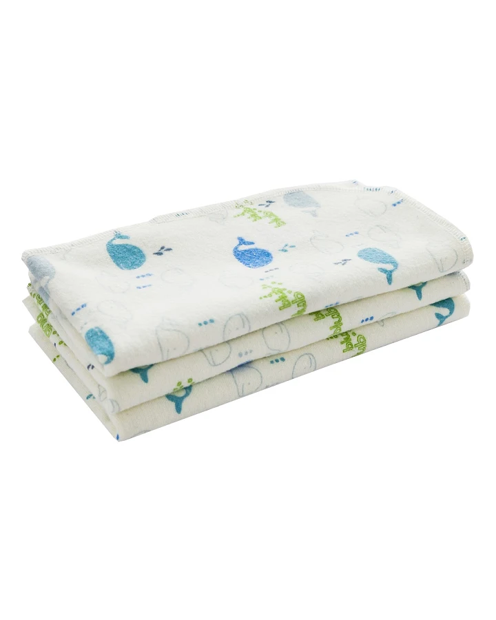 Moltontücher Bio-Baumwolle 3er Set, 40 x 40 cm Wale