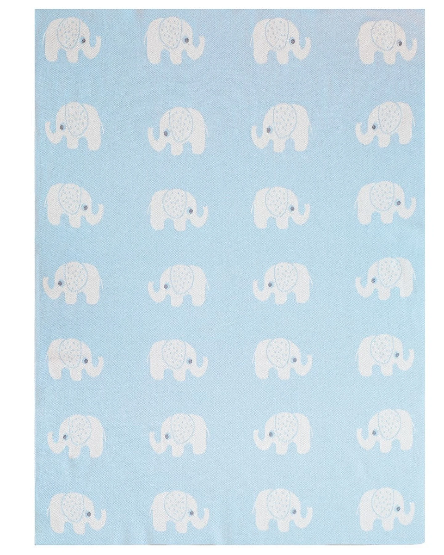 Babydecke Bio-Baumwolle, Elefanten bleu Maße 80 x 100cm – Ansicht 2
