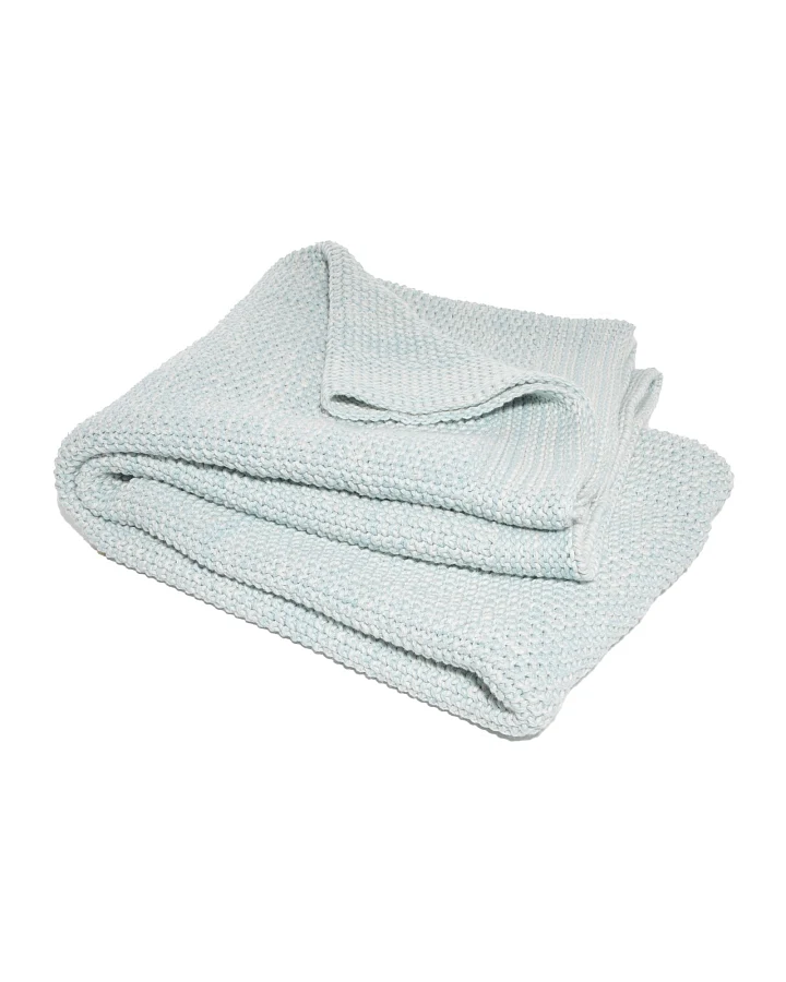 Babydecke Bio-Baumwolle Strick Qualität sky blue natur Maße 80 x 95 cm