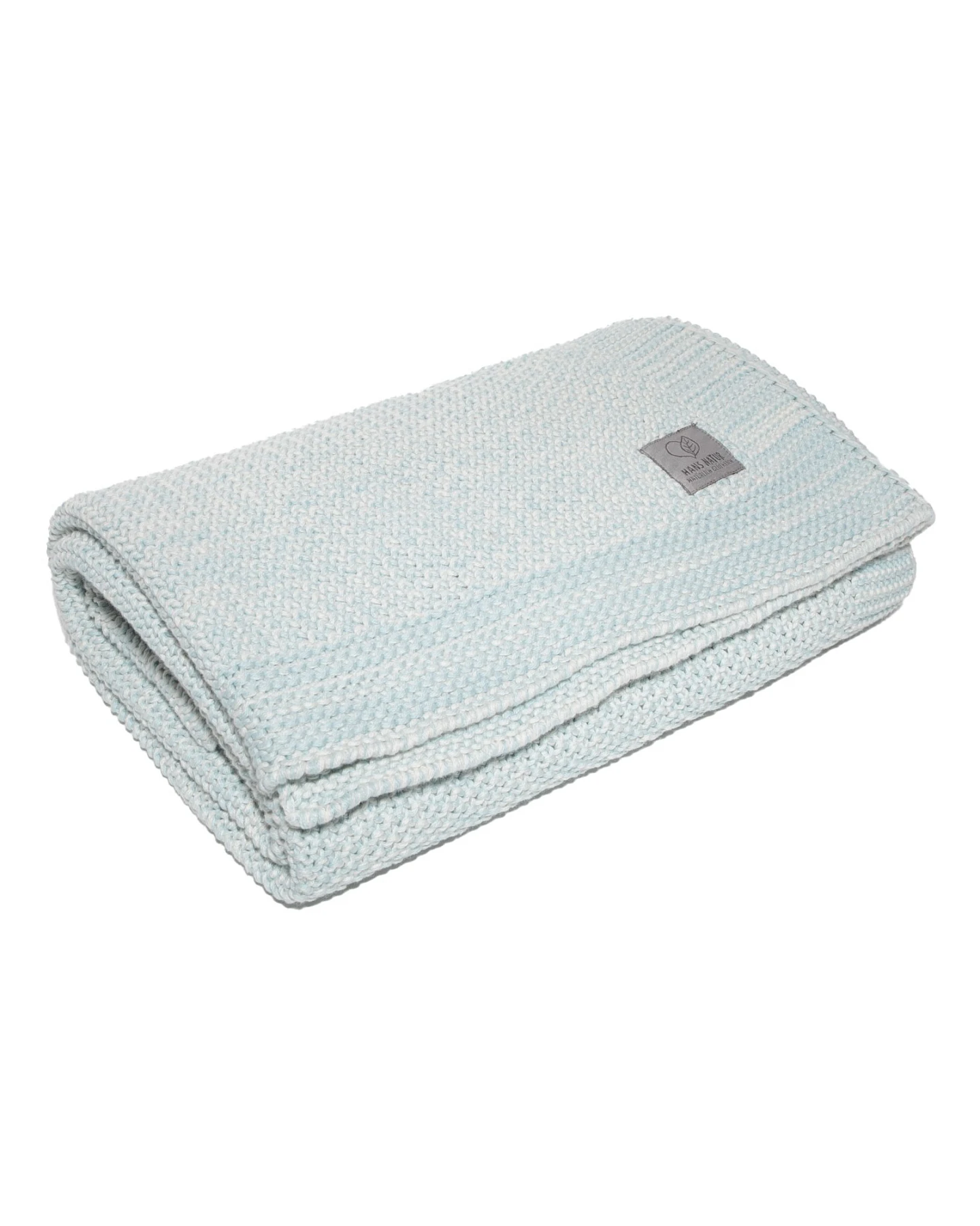 Babydecke Bio-Baumwolle Strick Qualität sky blue natur Maße 80 x 95 cm – Ansicht 2