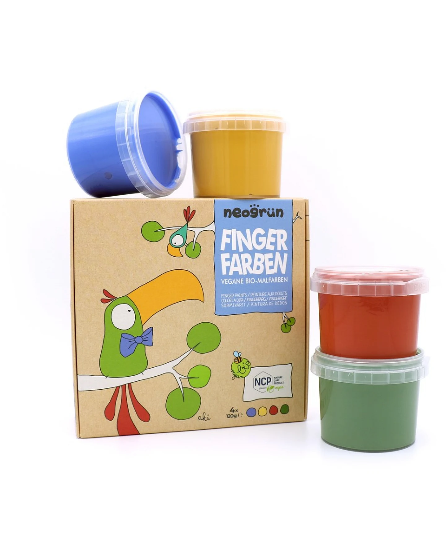Fingerfarben 4er Set rot, gelb, grün, blau 4 x 120 g – Ansicht 2