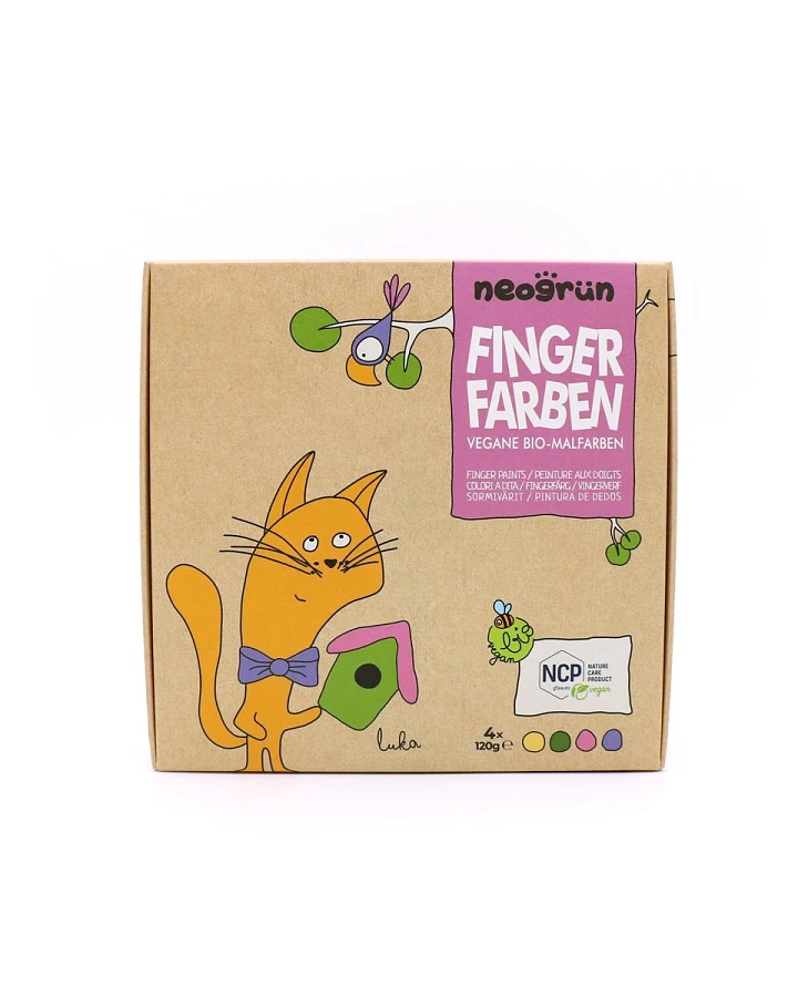 Fingerfarben 4er Set gelb, grün, pink, violett 4 x 120 g