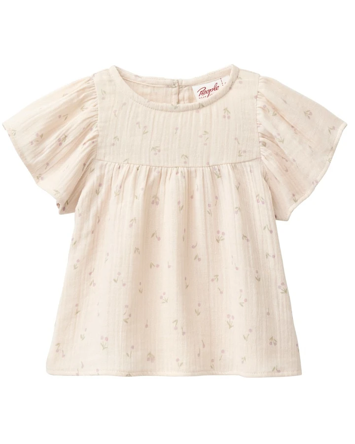 People Wear Organic Musselin-Bluse kleine Kirschen natur Gr. 74/80