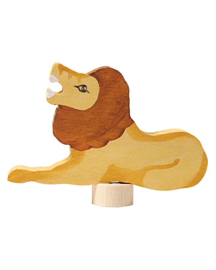 Produktseite: Grimms Löwe Steckfigur aus Lindenholz, bunt lasiert Höhe 5,5 cm