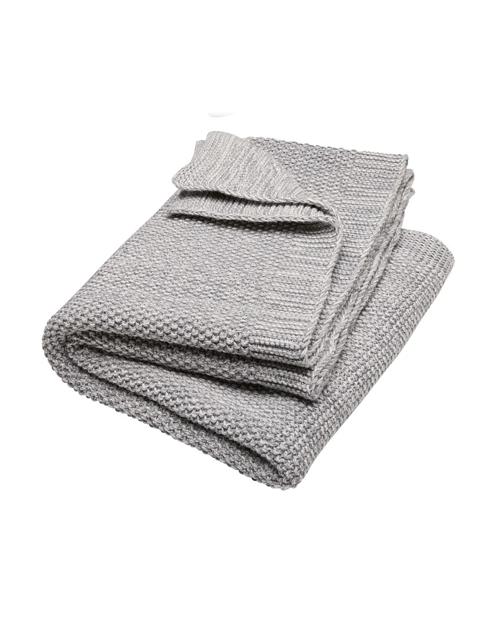 Babydecke Bio-Baumwolle Strick Qualität light grey natur Maße 80 x 95 cm