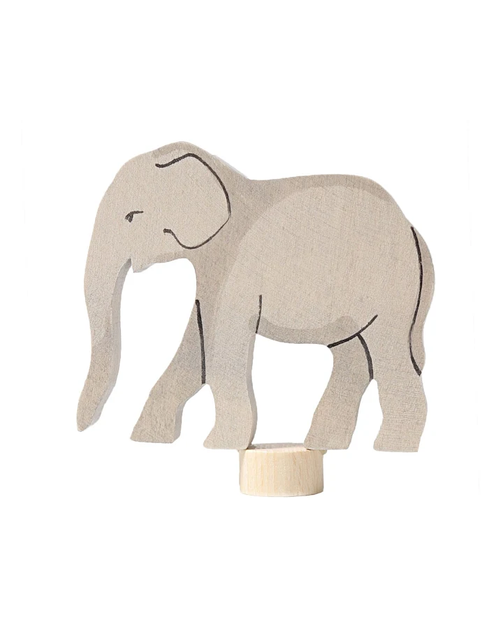 Produktseite: Grimms Elefant Steckfigur aus Lindenholz, bunt lasiert Höhe7 cm