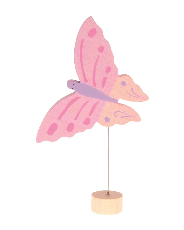 Produktseite: Grimms Rosa Schmetterling Steckfigur aus Lindenholz, bunt lasiert Höhe 9,5 cm