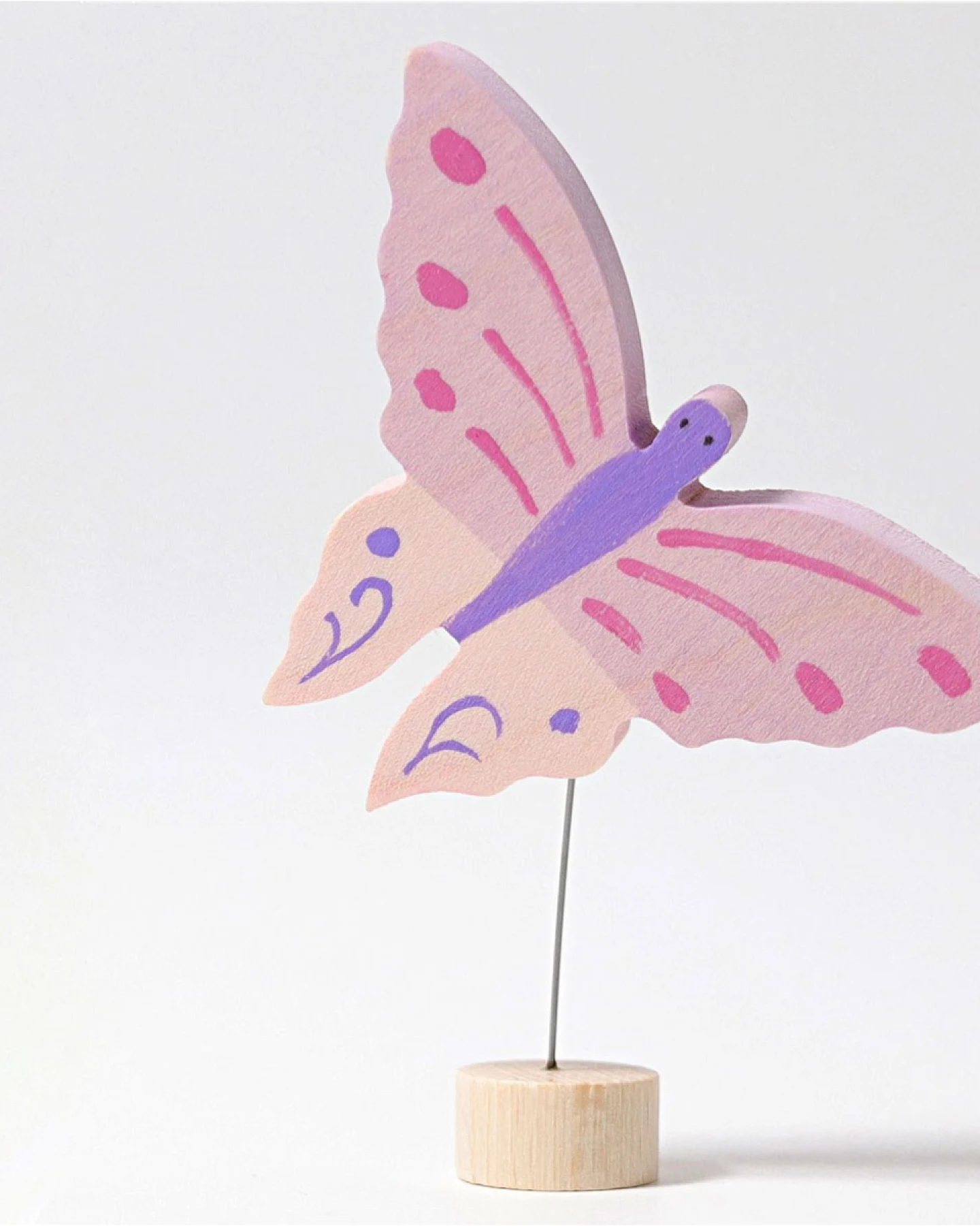 Grimms Rosa Schmetterling Steckfigur aus Lindenholz, bunt lasiert Höhe 9,5 cm – Ansicht 2