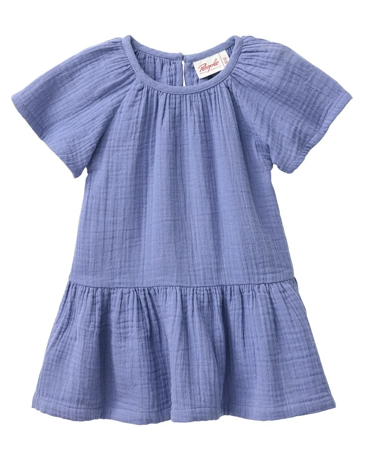 People Wear Organic Musselin-Kleid atlantik Gr. 86/92