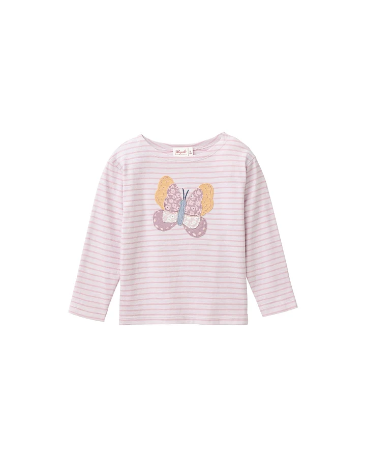 People Wear Organic Langarm-Shirt malve geringelt Gr. 110/116