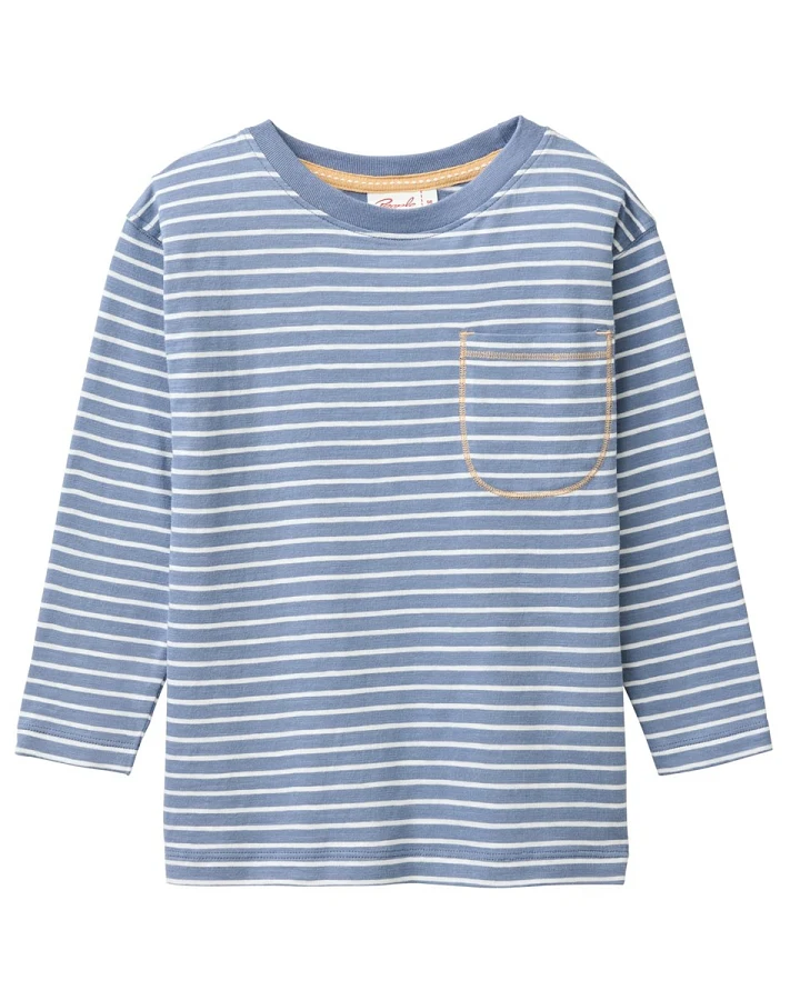 People Wear Organic Langarm-Shirt blaugrau geringelt Gr. 98/104