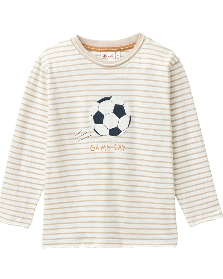 People Wear Organic Langarm-Shirt dunkelsand geringelt 98/104