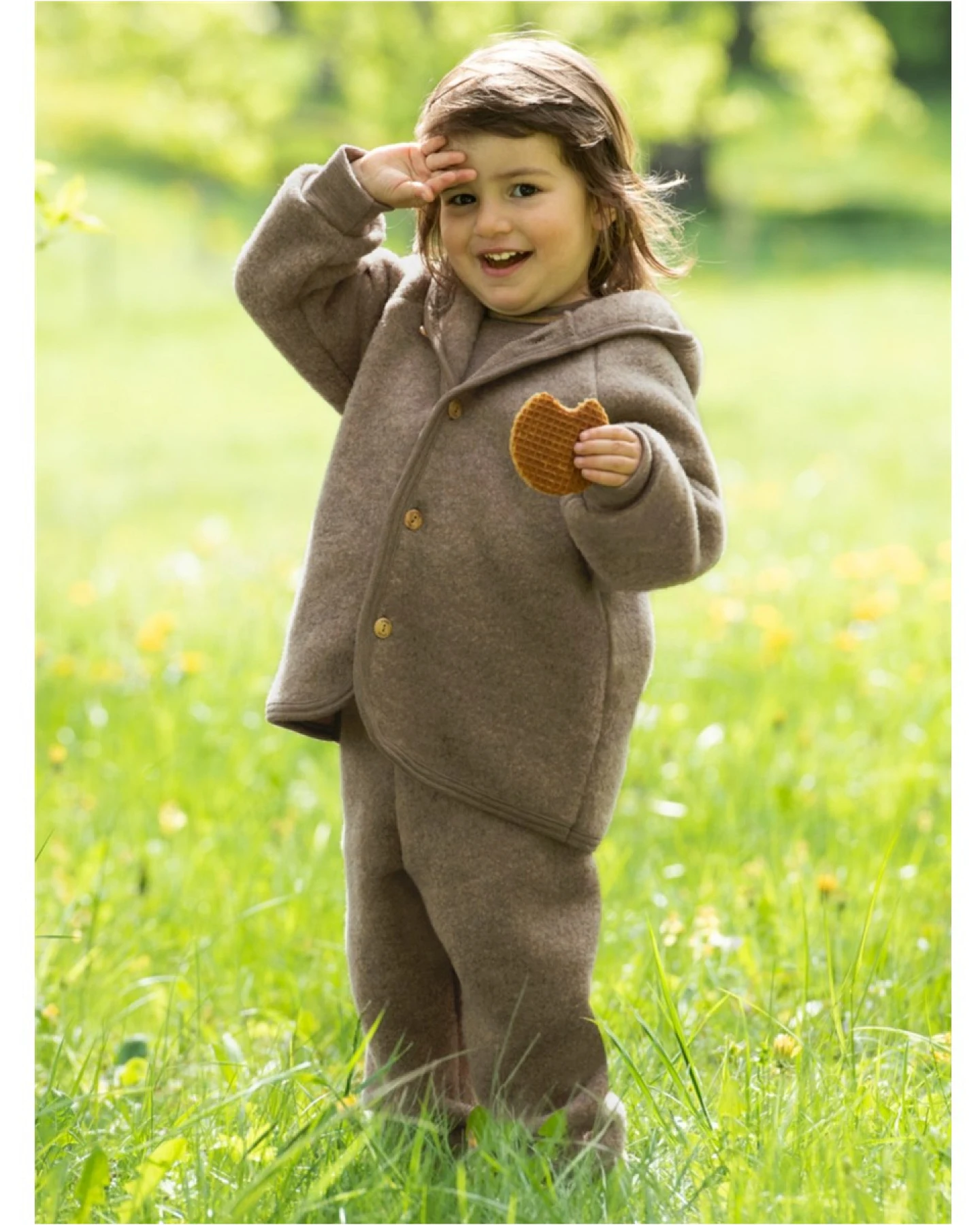 Engel Natur Babyhose Bio-Merinowolle Fleece maschinenwaschbar melange-walnuss Gr. 62/68 – Ansicht 2