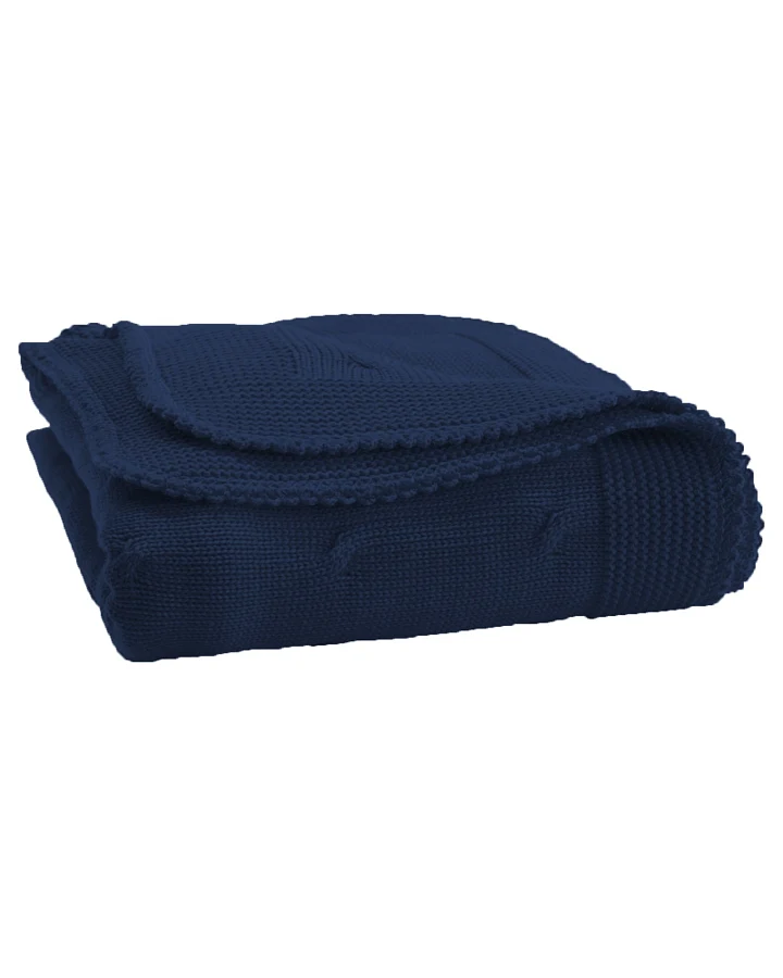 Babydecke Bio-Merinowolle Twist marine ca. 80x80 cm