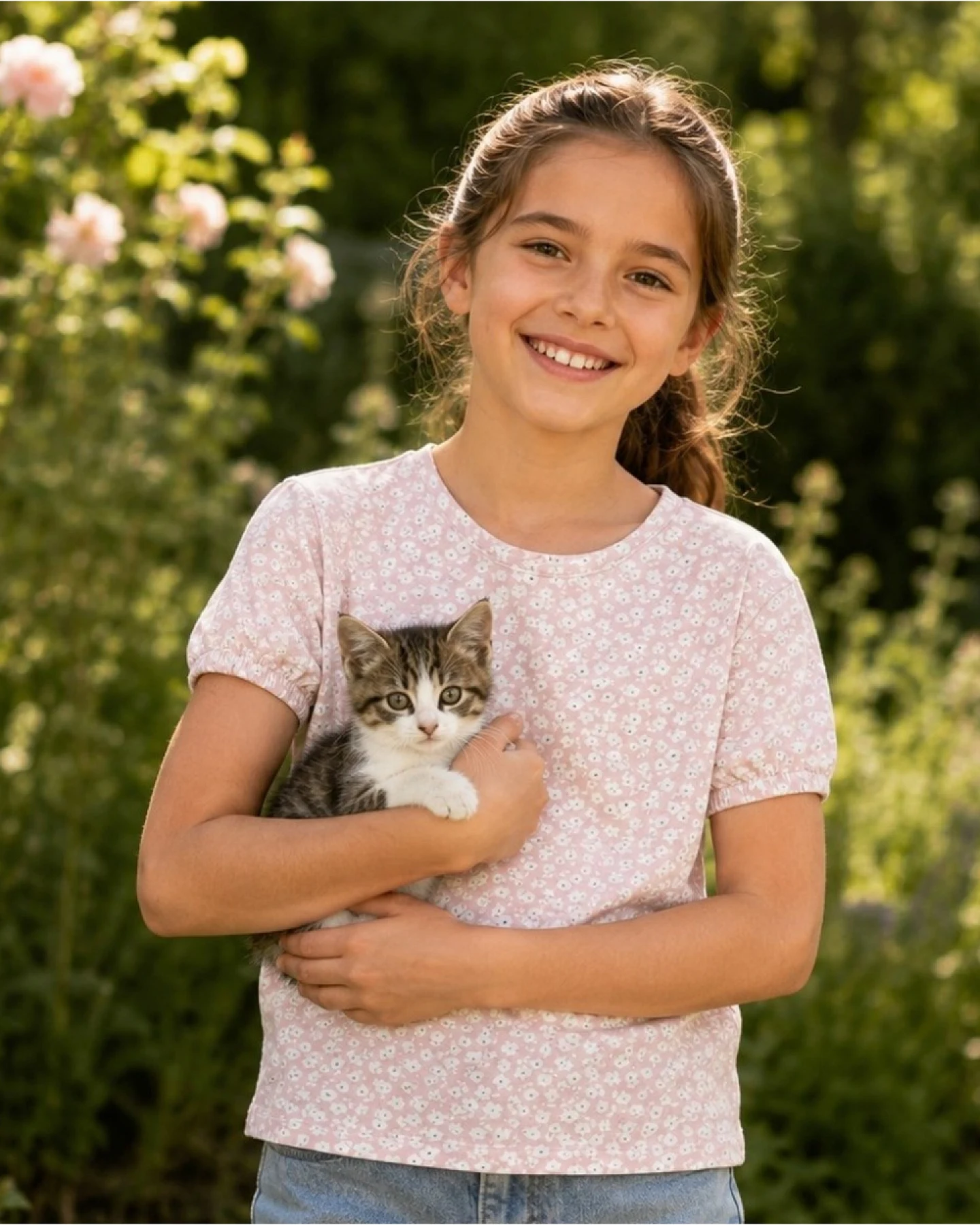 People Wear Organic Kurzarm-Shirt kleine Veilchen hellrosa Gr. 98/104 – Ansicht 2