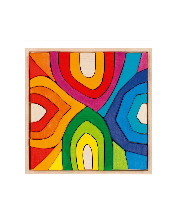 Produktseite: goki Bauklötze aus Holz "Vier Jahreszeiten", 25-teilig, bunt Maße 33 x 33 x 3 cm