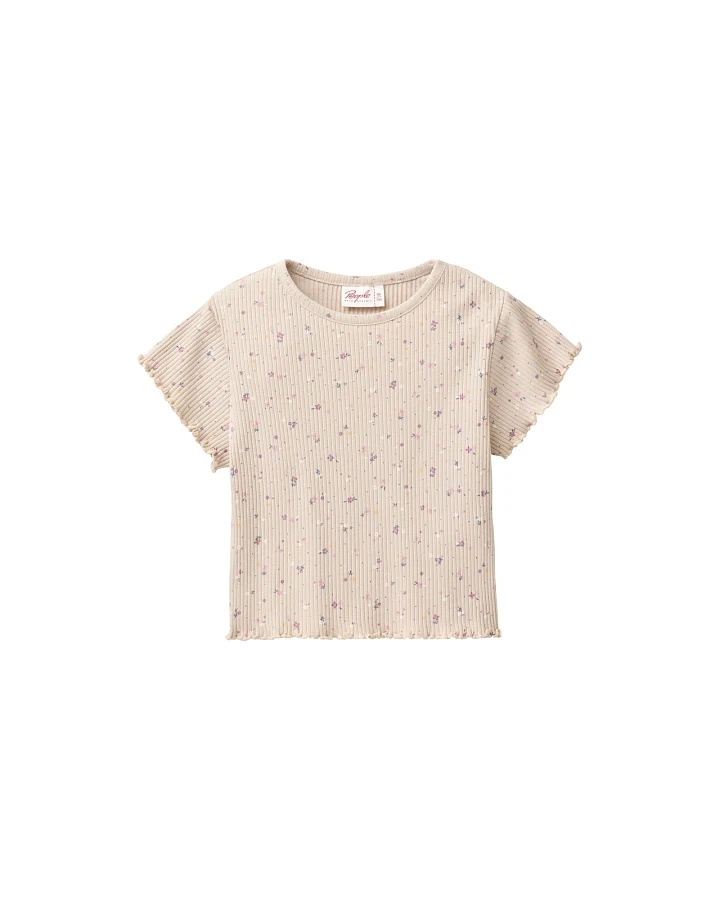 People Wear Organic Kurzarm-Shirt kleine Blümchen sand Gr. 110/116