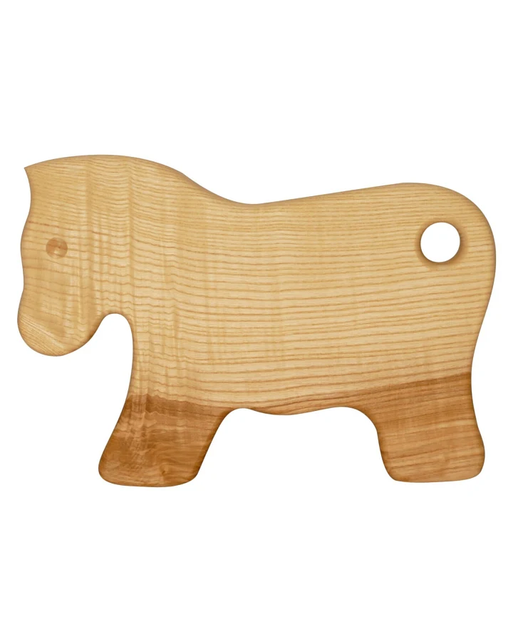 Kinder Frühstücksbrettchen aus Eschenholz Pferd, bio geölt Maße 28 x 19,5 x 2 cm