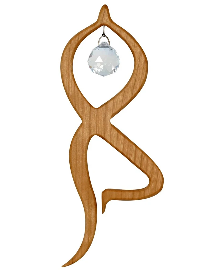 Balance aus heimischem Laubholz, Holzdeko mit Kristall Maße 18,5 x 6,5 x 1,2 cm