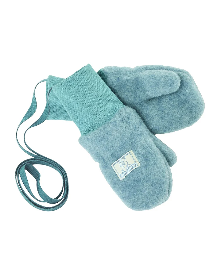 Pickapooh Baby und Kinder Fäustlinge Bio-Schurwolle Fleece sea green Gr.2 (bis 2 Jahre) mit Daumen