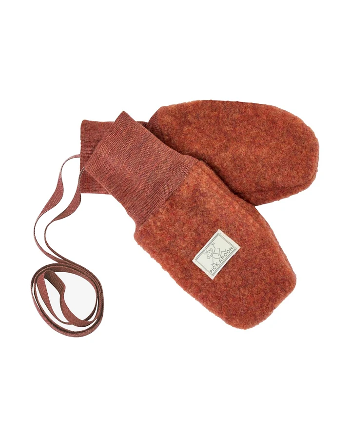 Pickapooh Baby und Kinder Fäustlinge Bio-Schurwolle Fleece redwood Gr. 1 (bis 9 Monate)