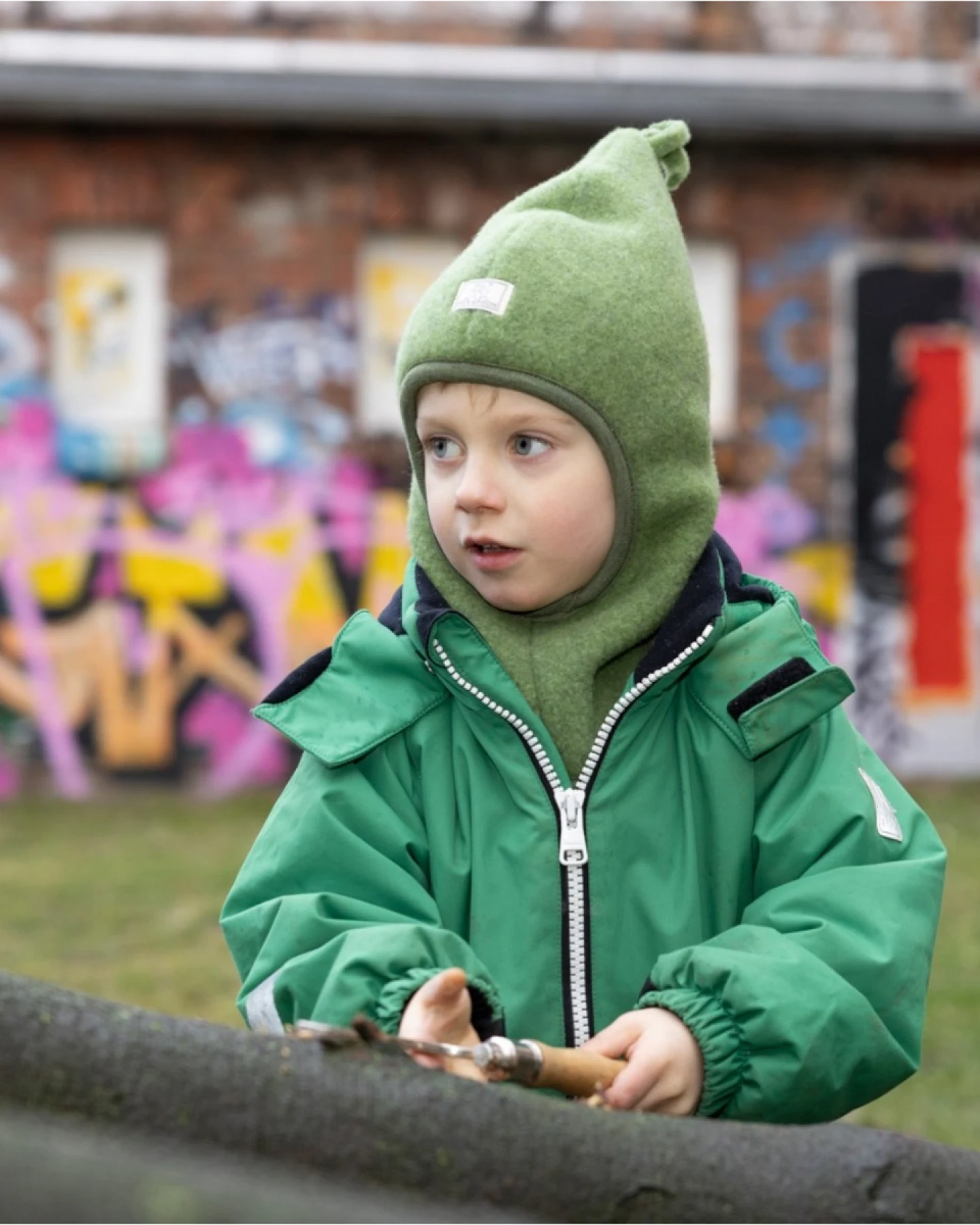 Pickapooh Baby und Kinder Schlupfmütze Mara Bio-Schurwolle Fleece moos Gr.48 – Ansicht 2