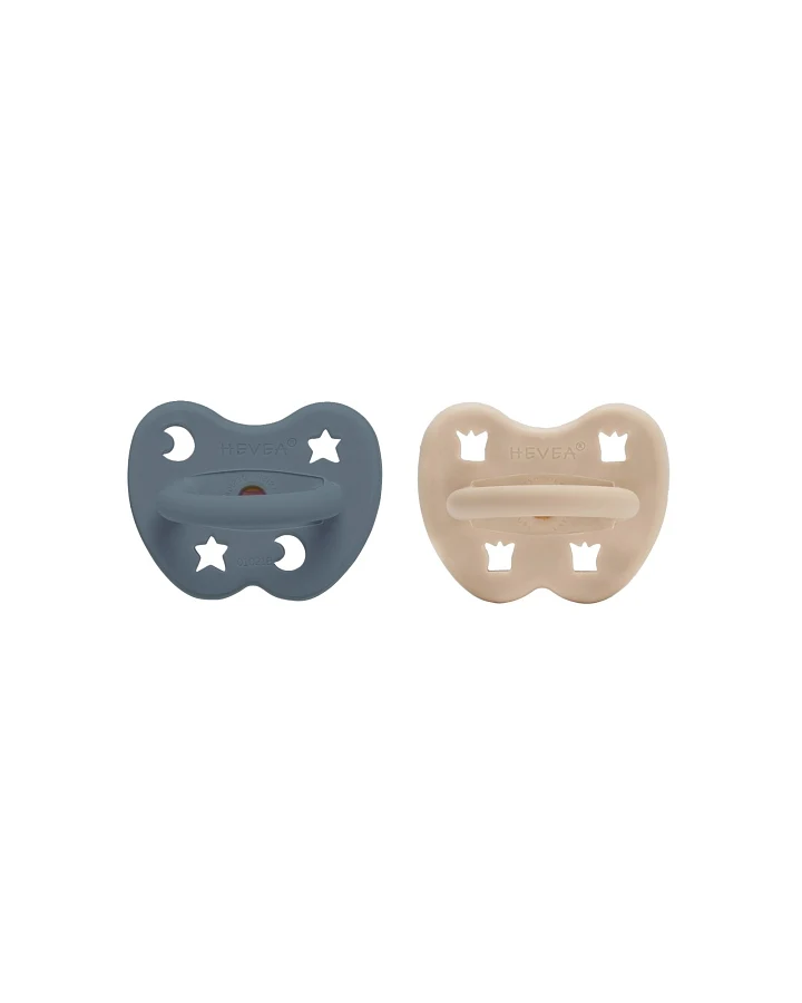 2er-Pack Schnuller Sand & Ocean Blue kiefergerecht ab 3 Monate, Naturkautschuk, Krone + Stern &