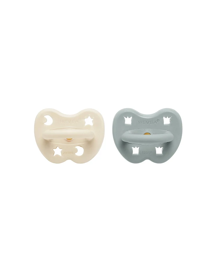 2er-Pack Schnuller Milky White & Gorgeous Grey ab 3 Monate, Naturkautschuk, Stern & Mond +