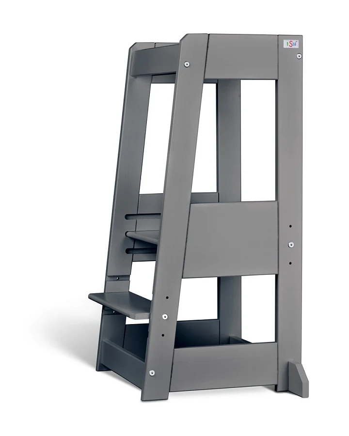 Lernturm Felix mitwachsend, Buche massiv 40 x 91 x 45 cm, grau
