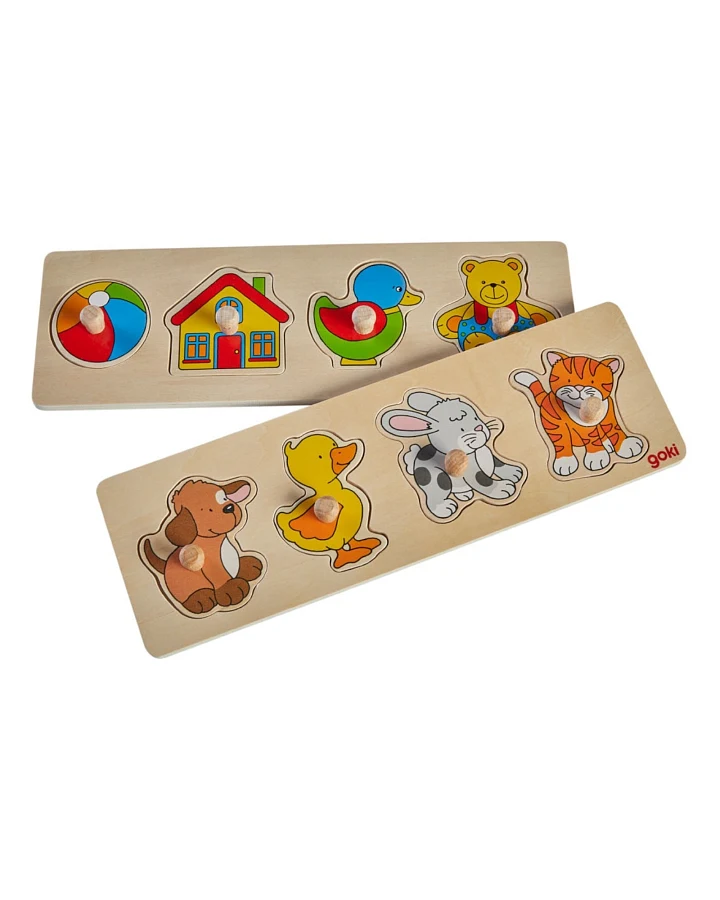 goki Steckpuzzle Spielzeug und Tiere aus Holz 2er Set Maße 29,8 x 0,8 x 9,6 cm