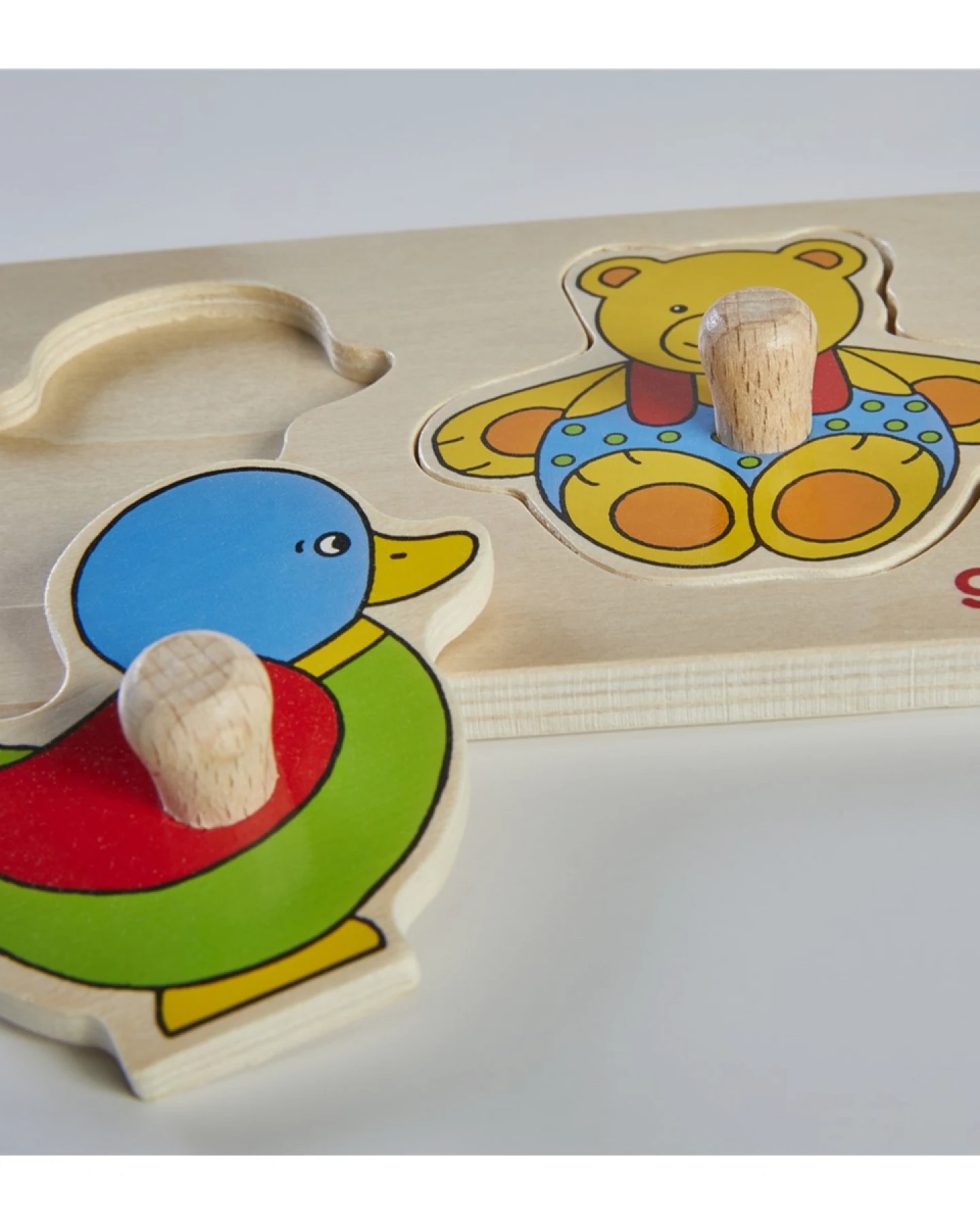 goki Steckpuzzle Spielzeug und Tiere aus Holz 2er Set Maße 29,8 x 0,8 x 9,6 cm – Ansicht 2