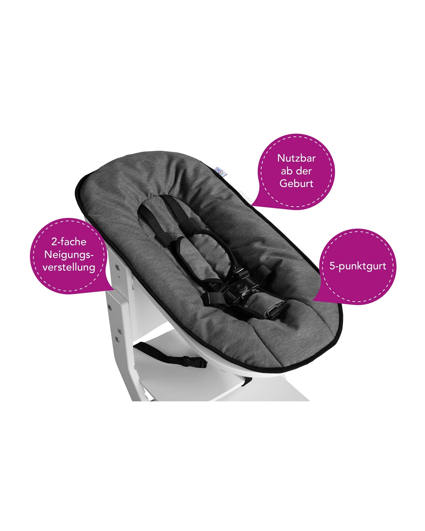 Babyaufsatz 0-6 Monate, weiß-anthrazit – Ansicht 2