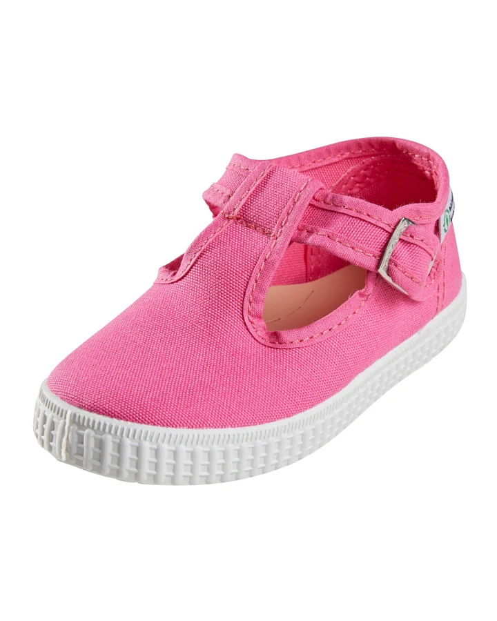 Natural World Kinder Schuhe Ballerinas mit Riemchen und Druckknopf fuchsie Gr.22