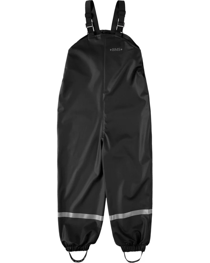 BMS Kinder Buddelhose Regenhose mit Latz Räuberwald Softskin schwarz Gr.86