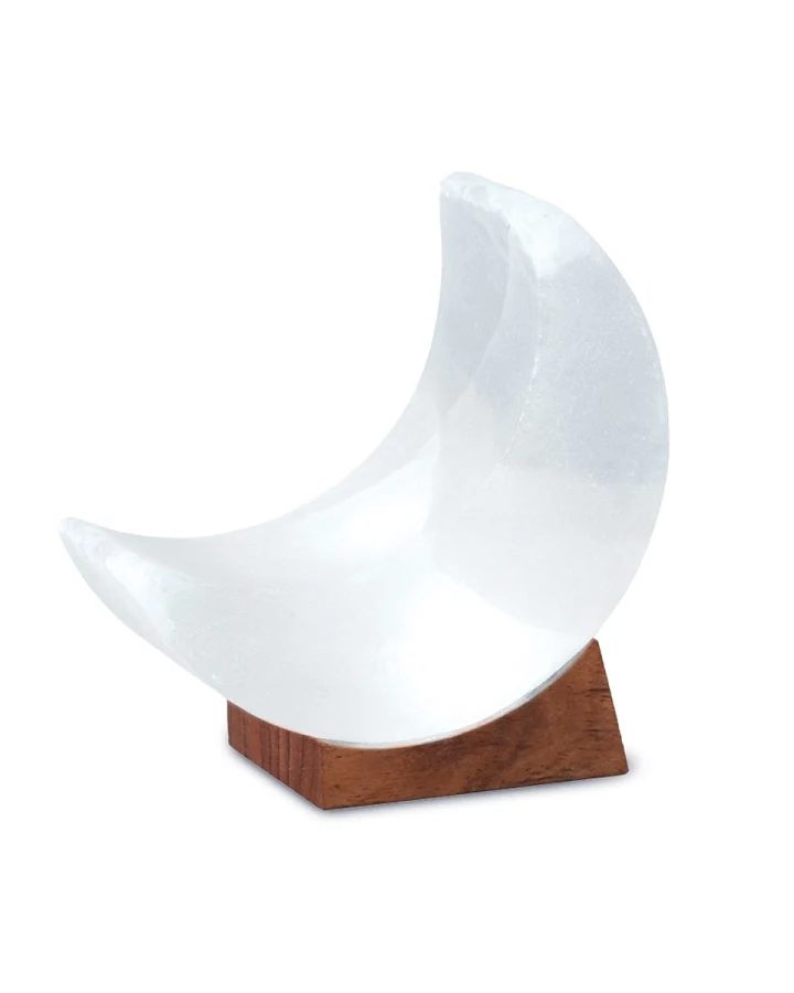 Salzkristalllampe mit USB-Anschluss Mond "White Line" Höhe ca. 12,5 cm