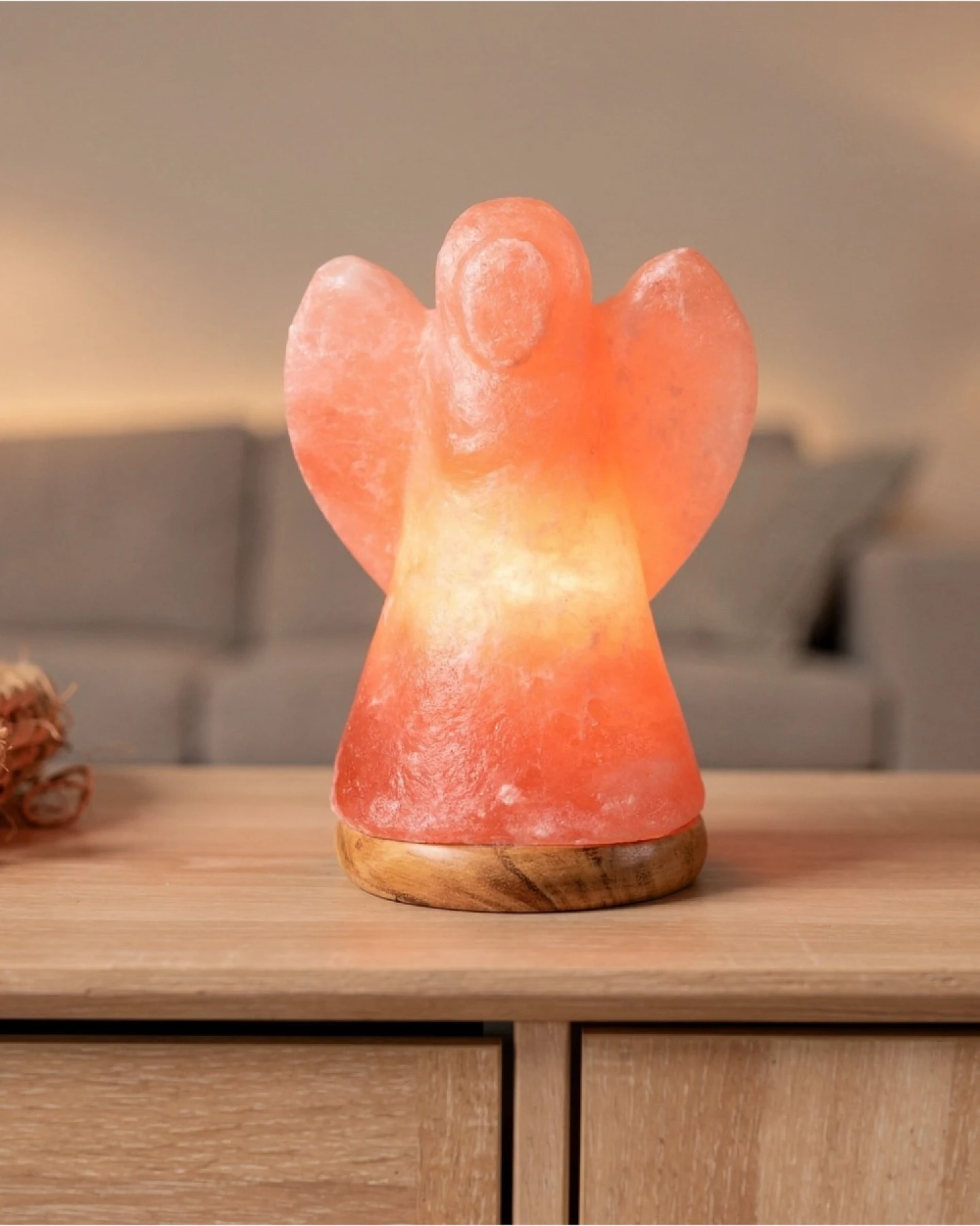 Beleuchteter Salzkristall Engel "Rock" Höhe ca. 19 cm – Ansicht 2