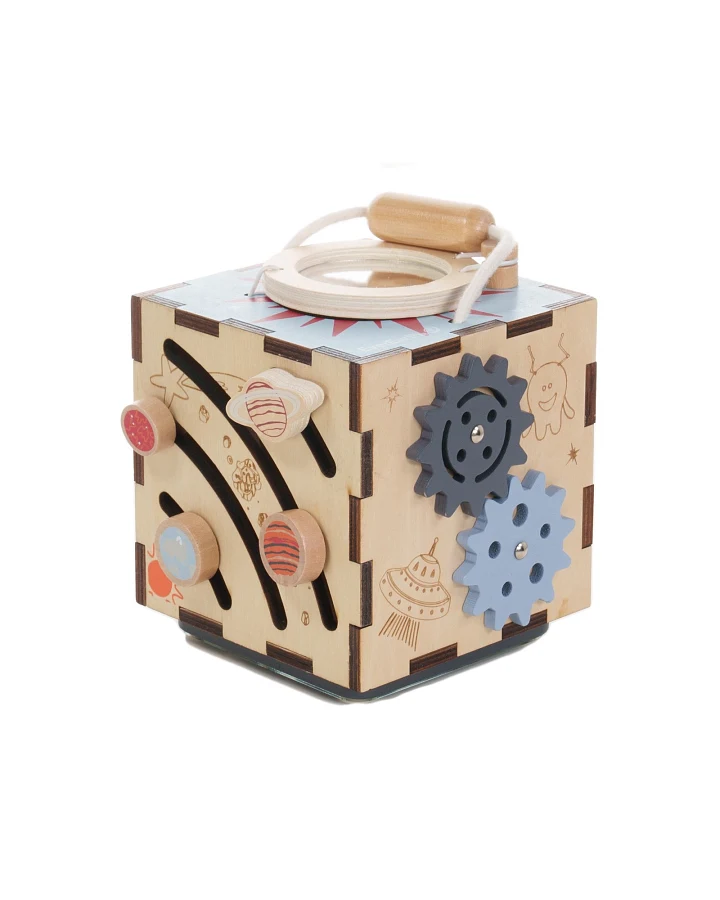 EverEarth 6-in-1 kleiner Weltraum Aktivitätswürfel aus Holz Maße ca. 16 x 15 x 15 cm
