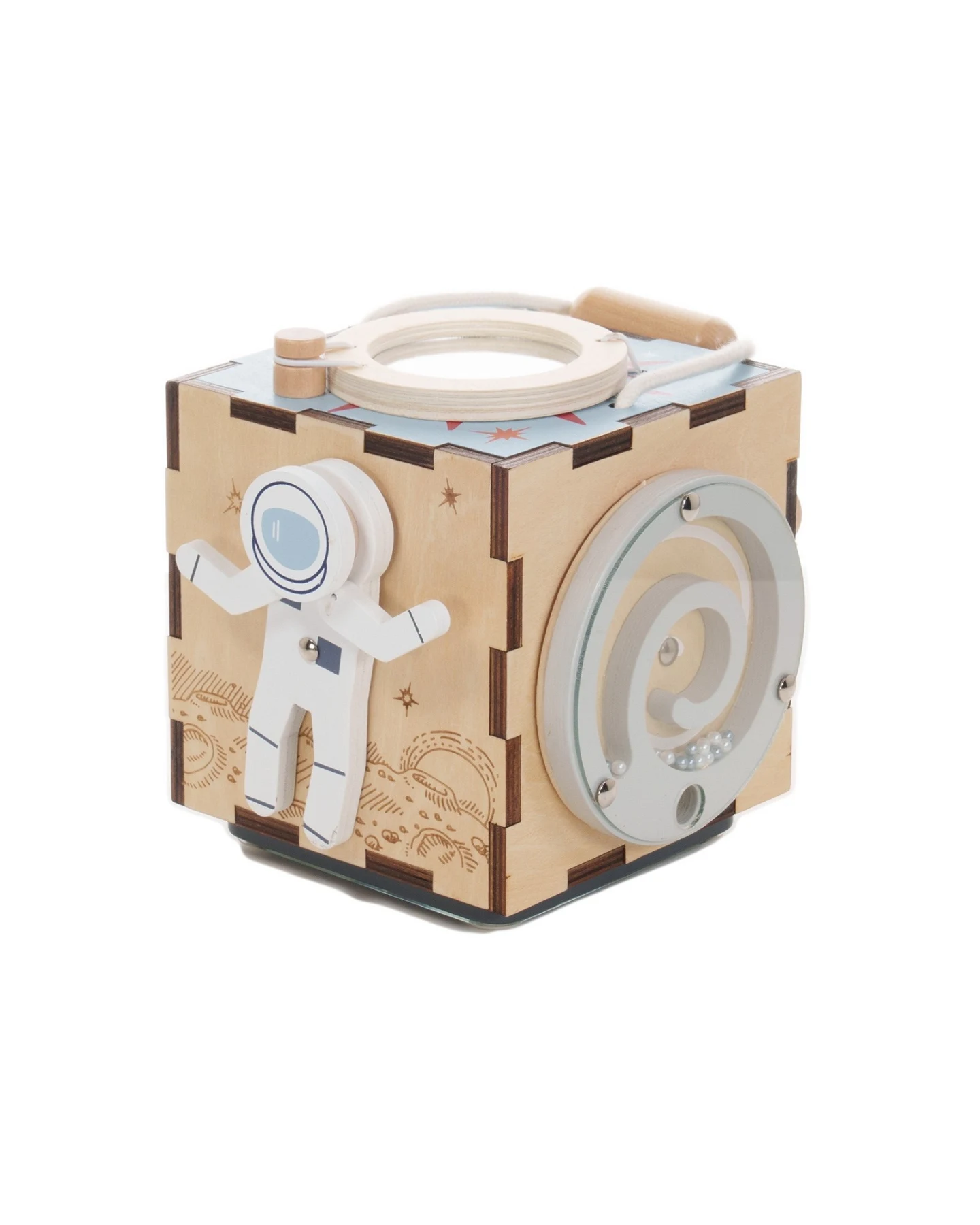 EverEarth 6-in-1 kleiner Weltraum Aktivitätswürfel aus Holz Maße ca. 16 x 15 x 15 cm – Ansicht 2