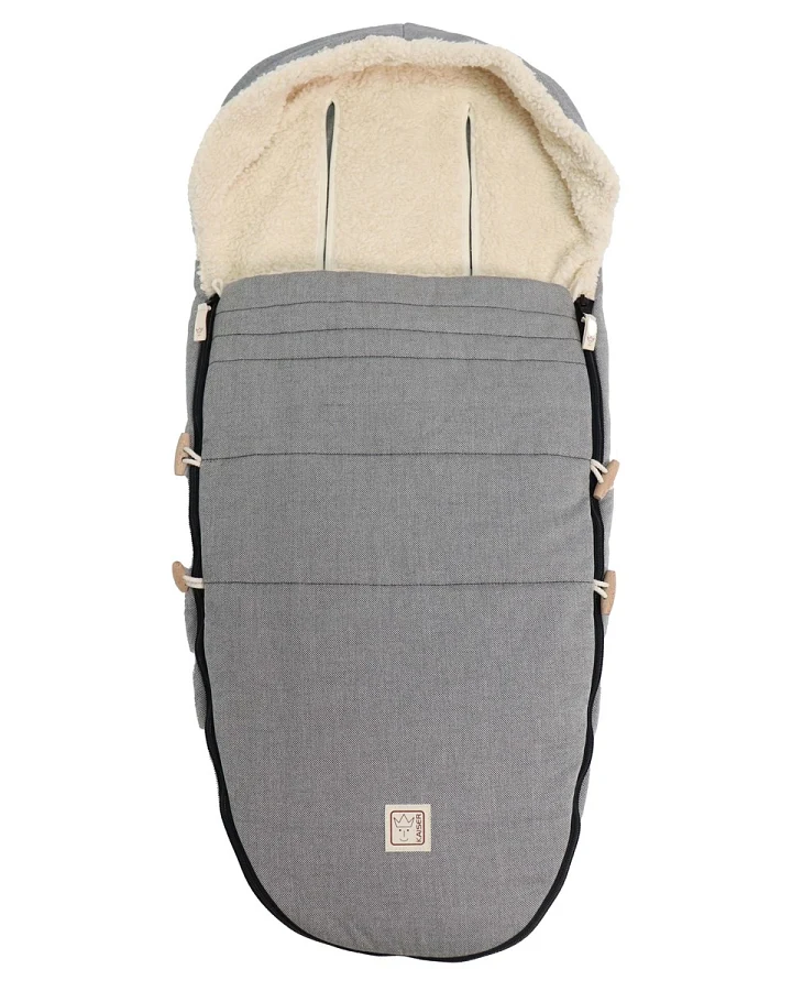 Kaiser Naturfellprodukte Fußsack Kinderwagen Bio-Baumwolle "Naturell" grau Maße ca. 95 x 44 cm