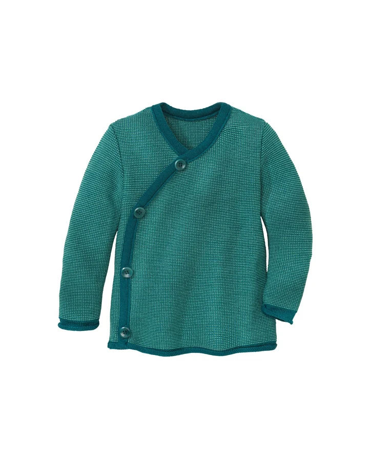 Disana Baby Jacke Bio-Merinowolle melange-pacific-mint Gr.74/80