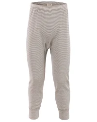 Produktseite: Living Crafts Kinder Unterhose langes Bein Wolle Seide grau-natur-geringelt Gr.104