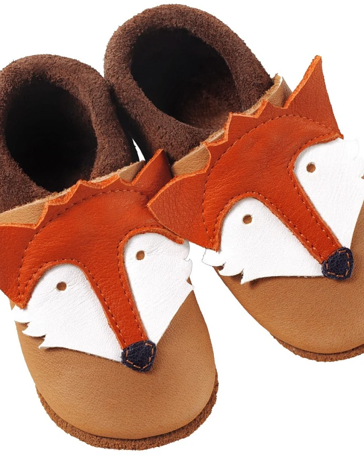 Kinder Lederpuschen Krabbelschuhe Bio-Leder "Fuchs" Gr.24/25