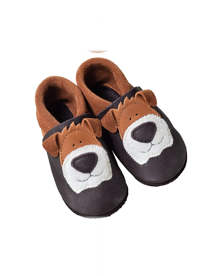 Kinder Lederpuschen Krabbelschuhe Bio-Leder "Hund" Gr.20/21