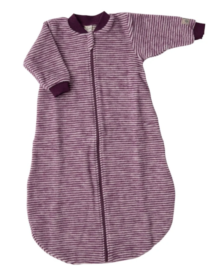 Lilano Schlafsack Baby langer Arm Bio-Merinowolle beere-geringelt Gr.50/56