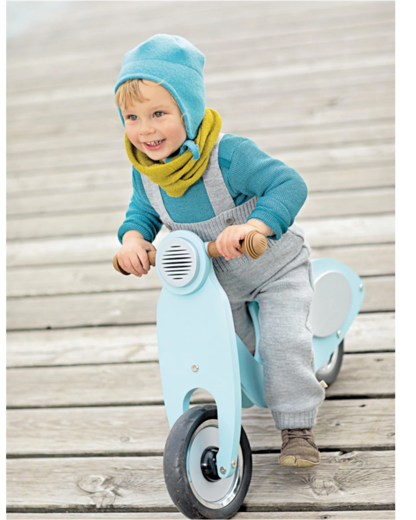 Disana Baby Hose mit Trägern Bio-Merinowolle hellgrau Gr.62/68 – Ansicht 2