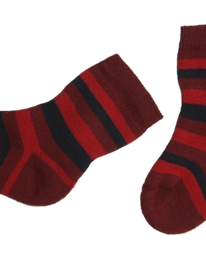 Kinder Vollfrotteesocke burgund-tomate-nautic 3-4