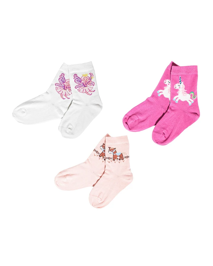 Kindersöckchen 3er Set Pferd/Einhorn/Fee Gr.3-4