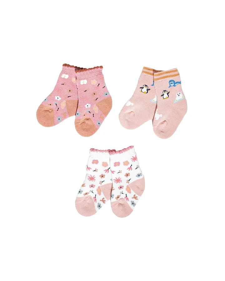 Babysöckchen 3er Set Blumen + Tiere Gr.00