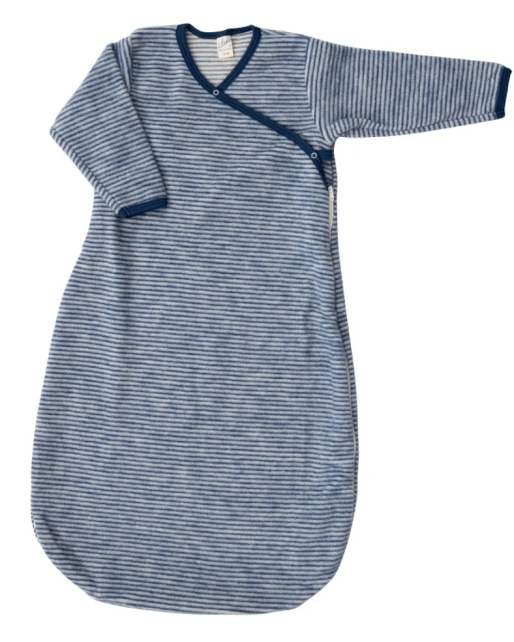 Lilano Schlafsack Baby Bio-Merinowolle Frottee-Plüsch marine-geringelt Gr.62/68
