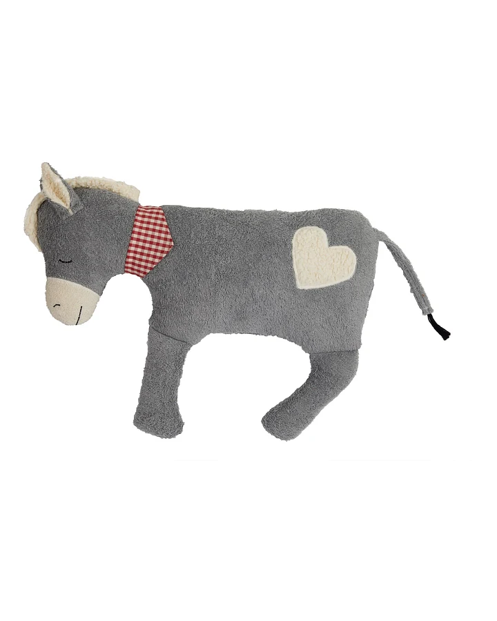 Kuscheltier und Schmusekissen Esel Bio Baumwolle Füllung Bio Schurwolle Maße 60 x 40 cm